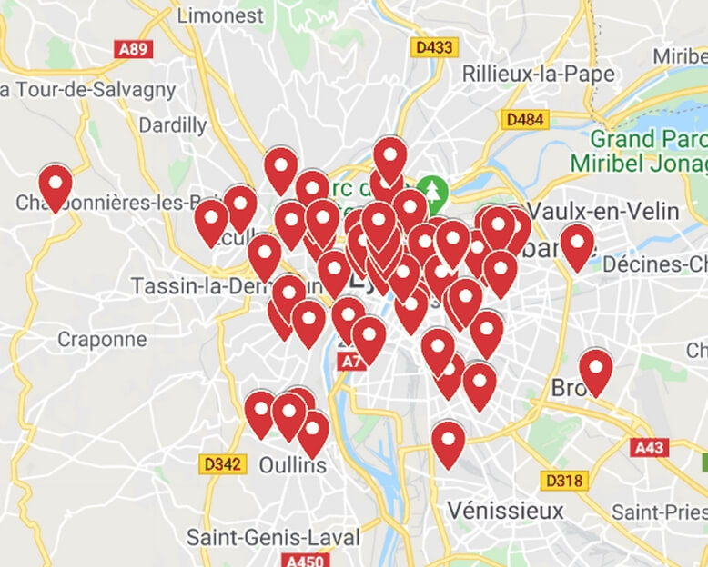 Carte copropriétés Lyon Carte de localisation des copropriétés à Lyon